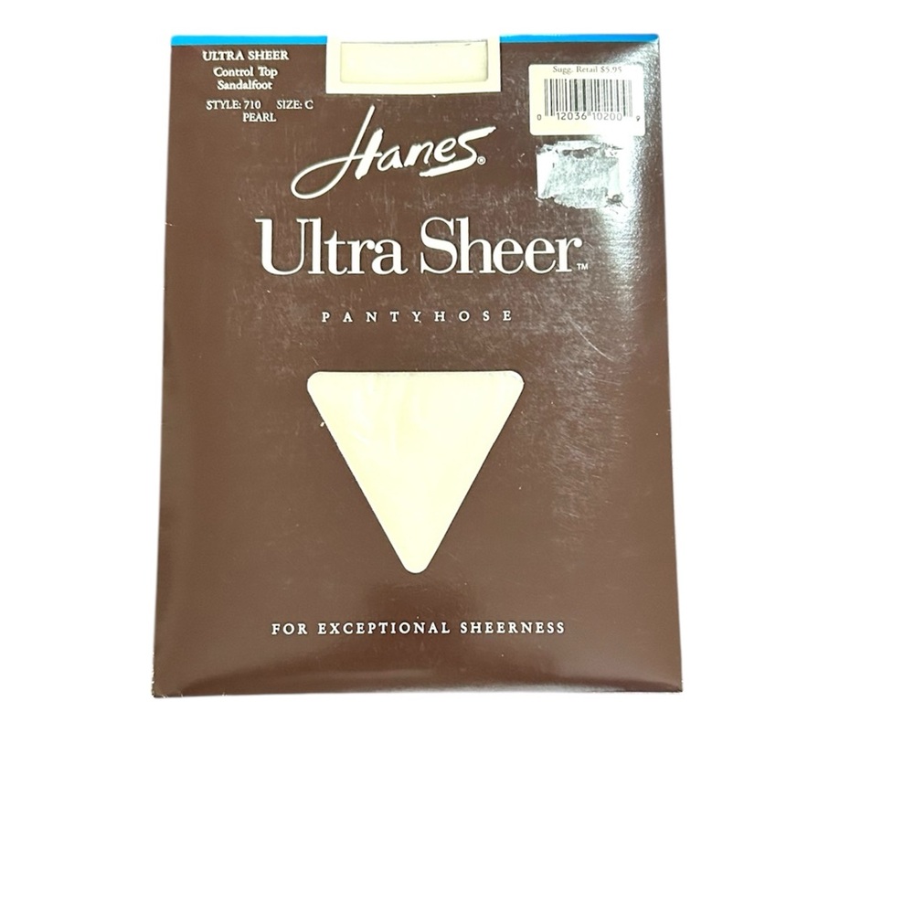 NWT Vintage Hanes Ultra Sheer Control Top Sandal foot Pantyhose Pearl C style710